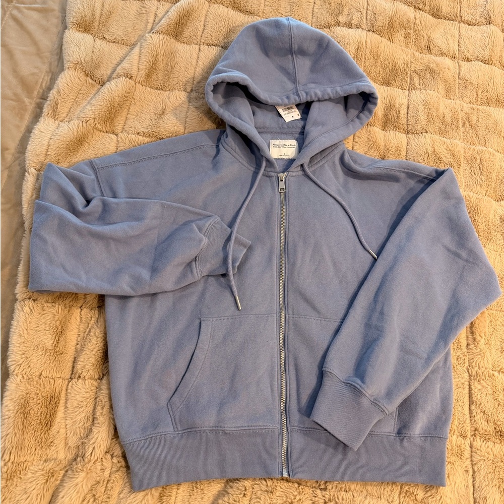 NWT Abercrombie & Fitch Soft Essentials Blue Zip-Up Hoodie - Picture 8 of 12